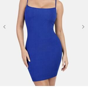 POPILUSH BUILT IN SHAPEWARE MINI SLIP DRESS BLUE WOMENS SIZE Large‎ NWT